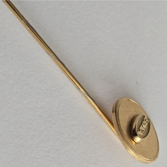 Vintage BMA stickpin gold tone stick pin tie lapel cravat round circle brooch - Picture 11 of 16